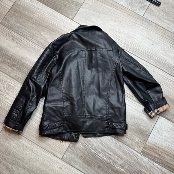 Kids Designer Inspired Leather Jacket Size 4/5 - Picture 4 of 7